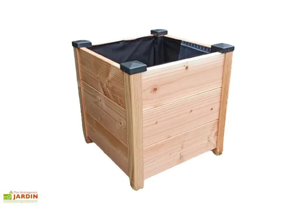 Bac à Fleurs Carré En Bois Douglas Non Traité - Design 1 Bac à Fleurs Carré En Bois Douglas Non Traité - Design