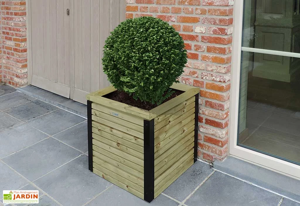 Solid Bac à Fleurs En Bois De Pin Traité 50 X 50 Cm 1 Solid Bac à Fleurs En Bois De Pin Traité 50 X 50 Cm