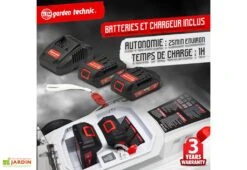 Tondeuse à Gazon Électrique Sans Fil + 2 Batteries 20V -Serre Et Potager Soldes Magasin batterie tondeuse sans fil 40v elem garden tde40v37 li2bf