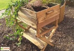 Solid Carré Potager En Bois Autoclave Sur Pieds Réglable 80 X 60 Cm -Serre Et Potager Soldes Magasin carre potager bois autoclave pieds reglables 80x60cm 2