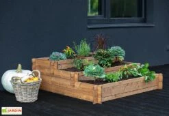 Carré Potager 3 étages En Bois Autoclave Brun – 120 X 120 X 40 Cm -Serre Et Potager Soldes Magasin carre potager bois 1