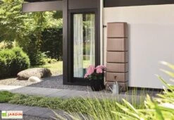 Garantia Récupérateur D'eau De Pluie 300 L Avec Robinet Et Collecteur - Slim -Serre Et Potager Soldes Magasin cuve recuperateur eau de pluie decoratif 300 litres marron taupe garantia