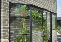Halls Serre De Jardin Adossée En Verre Trempé Qube Lean-to 26 – 1,2 M² -Serre Et Potager Soldes Magasin detail serre jardin murale verre