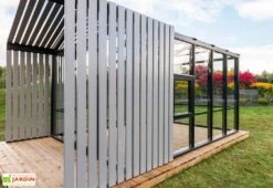 Serre De Jardin En Bois Et Verre Trempé Avec Panneaux Occultants – Mimosas -Serre Et Potager Soldes Magasin details serre jardin verre bois stali 1