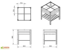 Carré Potager En Bois Autoclave Sur Pieds 80 X 80 Cm H. 88 Cm - Rezekne -Serre Et Potager Soldes Magasin dimensions carre potager bois sureleve ekju 253394