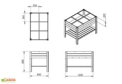 Carré Potager En Bois Autoclave Sur Pieds 120 X 80 Cm H. 88 Cm - Ventspils -Serre Et Potager Soldes Magasin dimensions carre potager bois sureleve ekju 253478
