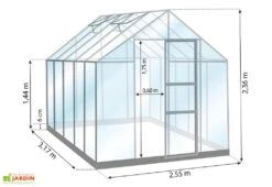 Serre De Jardin En Verre Trempé Lams 8,3 M² - Carvi Vert -Serre Et Potager Soldes Magasin dimensions serre lams carvi 8 08m2 1
