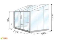 Serre De Jardin Adossée En Verre Lams 4,9 M² - Melissa Anthracite -Serre Et Potager Soldes Magasin dimensions serre lams melissa 4 90m2 1