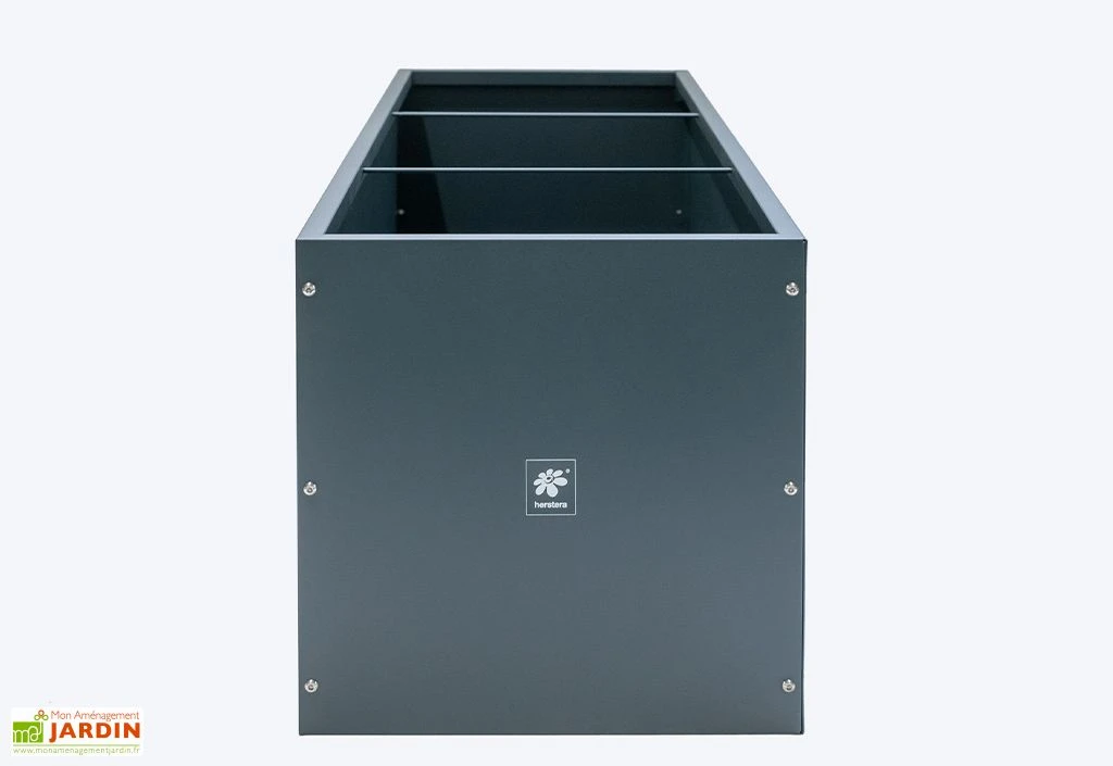 Jardinière Rectangulaire En Métal Thermolaqué Gris Anthracite 5 Jardinière Rectangulaire En Métal Thermolaqué Gris Anthracite – Image 5