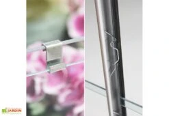 Serre De Jardin En Verre Trempé Lams 4,9 M² - Allium Vert -Serre Et Potager Soldes Magasin fixation vitrage serre lams par clips a ressorts 3