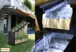 Fontaine De Jardin En Pierre Naturelle + Jardinière (120x43x120) -Serre Et Potager Soldes Magasin fontaine de jardin en pierre naturelle babylone 1