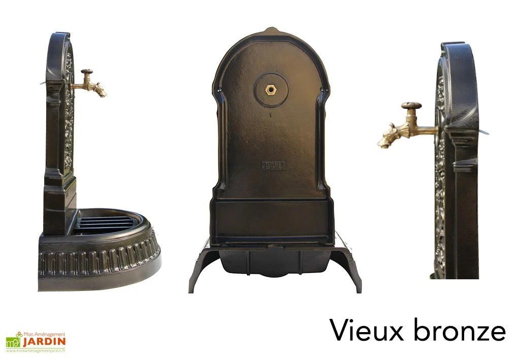 Fontaine De Jardin Murale En Fonte Floraison + Robinet Colvert 2 Fontaine De Jardin Murale En Fonte Floraison + Robinet Colvert – Image 2