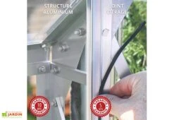 Serre De Jardin Adossée En Verre Lams 0,9 M² - Melissa Alu Naturel -Serre Et Potager Soldes Magasin garantie joints structure alu serre lams