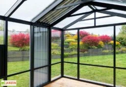 Serre De Jardin En Bois Et Verre Trempé Avec Panneaux Occultants – Hortensia -Serre Et Potager Soldes Magasin interieur serre jardin bois verre trempe stali