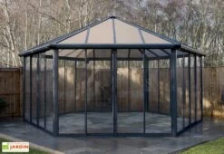 Jardin D’Hiver GARDA Gris Anthracite 5,95 X 5,17 X 3,32 M -Serre Et Potager Soldes Magasin jardin hiver aluminium tonnelle garda palram 19m2 2