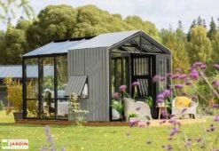 Serre De Jardin Bois Et Verre Trempé Avec Panneaux Occultants – Hibiscus -Serre Et Potager Soldes Magasin jardin hiver bois verre panneaux occultants stali