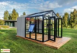 Serre De Jardin En Bois Et Verre Trempé Avec Panneaux Occultants – Jasmin -Serre Et Potager Soldes Magasin jardin hiver stali design 05