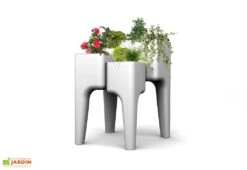 Jardinière Design Kiga XL 4 Bacs Blanche -Serre Et Potager Soldes Magasin jardiniere kiga polypropylene blanche 2