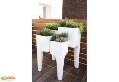 Jardinière Design Kiga XL 4 Bacs Blanche -Serre Et Potager Soldes Magasin jardiniere kiga polypropylene blanche 6