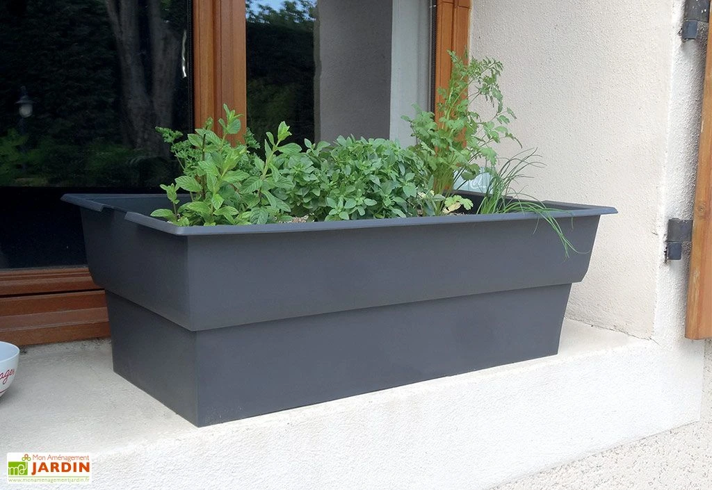 Jardinière Calipso Maxi Basic 40L + Pieds Amovibles – Grise 2 Jardinière Calipso Maxi Basic 40L + Pieds Amovibles – Grise – Image 2