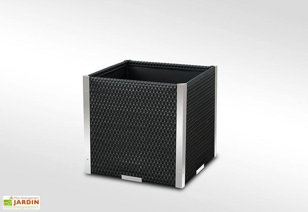 Jardinière En Résine Tressée Cube 46x46x46cm (l,l,h) 1 Jardinière En Résine Tressée Cube 46x46x46cm (l,l,h)