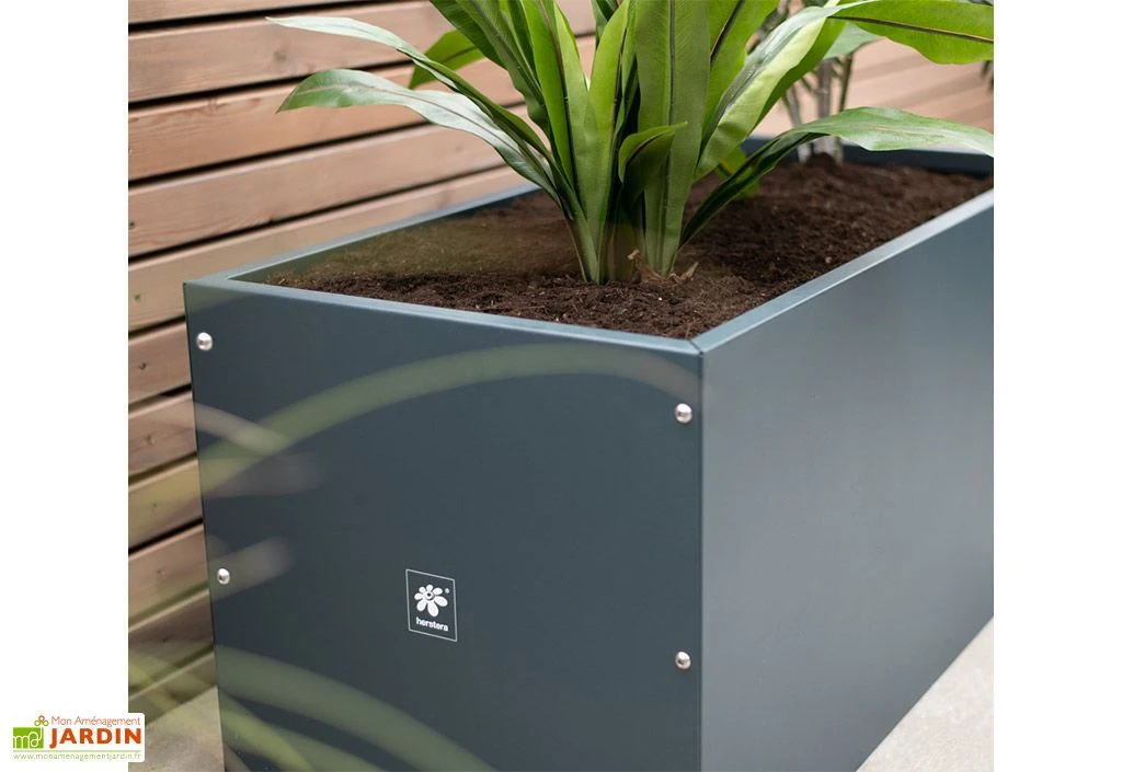 Jardinière Rectangulaire En Métal Thermolaqué Gris Anthracite 2 Jardinière Rectangulaire En Métal Thermolaqué Gris Anthracite – Image 2