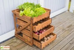 Légumier En Bois Autoclave Brun 4 Tiroirs - 50 X 54 X 60 Cm -Serre Et Potager Soldes Magasin legumes legumier bois