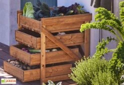 Légumier En Bois Autoclave Brun 4 Tiroirs - 50 X 54 X 60 Cm -Serre Et Potager Soldes Magasin legumier 4 compartiments bois