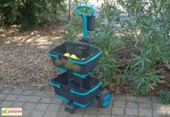 Chariot à Roulettes Avec Paniers De Récolte 15 L - Kajo -Serre Et Potager Soldes Magasin panier caddie chariot bleu