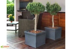 Roto Pot De Fleurs Extérieur En Polyéthylène Et Bois 43 X 40 Cm Line L