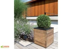 Bac à Fleurs En Bois Selekt (45x45x47) -Serre Et Potager Soldes Magasin pot de fleurs selekt jardipolys 45 x 45 x 47