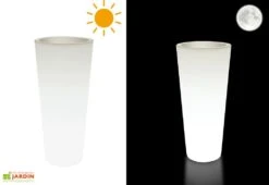 Pot De Fleurs Lumineux Blanc Polyéthylène Hydra H85 Ø39 -Serre Et Potager Soldes Magasin pot fleur exterieur polyethylene hydra 85cm lumineux 2