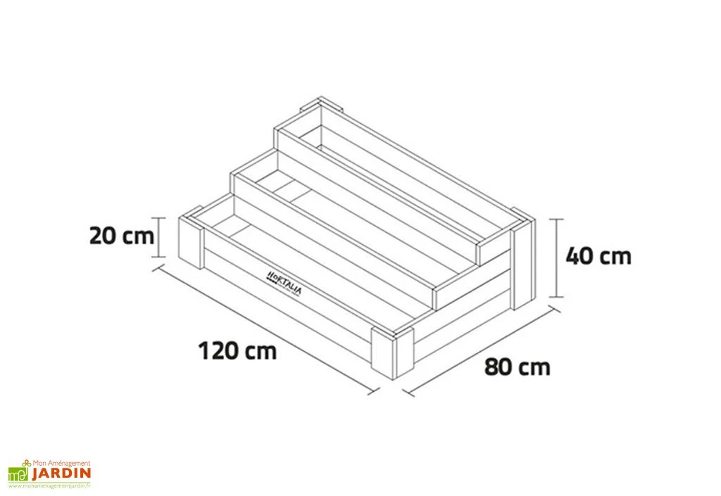 Carré Potager 3 étages En Bois De Pin Traité - 120 X 80 X 40 Cm 4 Carré Potager 3 étages En Bois De Pin Traité - 120 X 80 X 40 Cm – Image 4