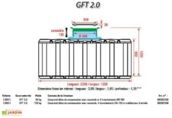Cuve Récupérateur D'Eau Enterrée Projekt 2000 L -Serre Et Potager Soldes Magasin schema cuve plate gft2000 3