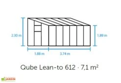 Halls Serre De Jardin Adossée En Verre Trempé Qube Lean-to 612 – 7,1 M² -Serre Et Potager Soldes Magasin schema serre adossee halls qube