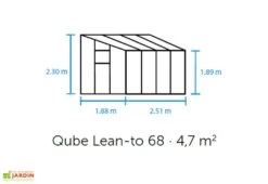 Halls Serre De Jardin Adossée En Verre Trempé Qube Lean-to 68 – 4,7 M² -Serre Et Potager Soldes Magasin schema serre murale qube 68