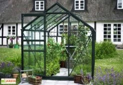 Halls Serre De Jardin En Aluminium Et Verre Trempé Popular 106 - 6,2 M² -Serre Et Potager Soldes Magasin serre alu verre trempe popular 106 vert