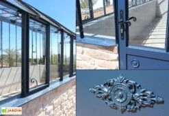 Serre Adossée Ancienne En Aluminium Et Verre Trempé 4mm Versailles 380x280m -Serre Et Potager Soldes Magasin serre ancienne en aluminium et verre trempe 4mm versailles detail