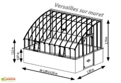 Serre Adossée Ancienne En Aluminium Et Verre Trempé 4mm Versailles 380x280m -Serre Et Potager Soldes Magasin serre ancienne en aluminium et verre trempe 4mm versailles schema