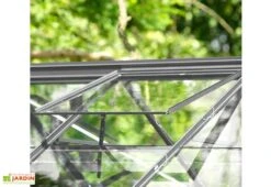 Serre De Jardin Adossée En Verre Lams 4,9 M² - Melissa Anthracite -Serre Et Potager Soldes Magasin serre jardin adossee aluminium anthracite verre trempe melissa ida lams 4 3