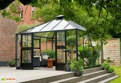 Jardin D’Hiver En Verre Trempé Alu Anthracite 13,5 M² – Juliana Oase -Serre Et Potager Soldes Magasin serre jardin aluminium anthracite verre trempe juliana oase 11