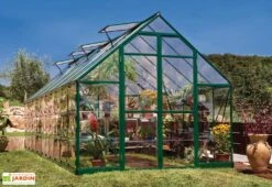 Serre De Jardin En Aluminium Et Polycarbonate Balance – Vert -Serre Et Potager Soldes Magasin serre jardin aluminium vert polycarbonate balance 8x20 1