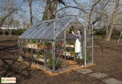Serre De Jardin En Aluminium Et Polycarbonate Balance – Silver 2,44 M -Serre Et Potager Soldes Magasin serre jardin polycarbonate balance canopia 1