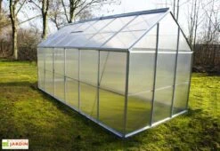 Serre De Jardin En Aluminium Et Polycarbonate – Diamant Gris 126 -Serre Et Potager Soldes Magasin serre jardin polycarbonate diamant 126 base acier 190x380x195cm 7m2 2