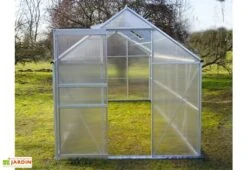 Serre De Jardin En Aluminium Et Polycarbonate – Diamant Gris 126 -Serre Et Potager Soldes Magasin serre jardin polycarbonate diamant 126 base acier 190x380x195cm 7m2