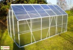Serre De Jardin En Aluminium Et Polycarbonate – Diamant Gris 126 -Serre Et Potager Soldes Magasin serre jardin polycarbonate diamant 126 base acier 190x380x195cm 7m2 3