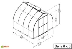 Serre De Jardin En Aluminium Et Polycarbonate Bella - Argent -Serre Et Potager Soldes Magasin serre jardin polycarbonate palram bella 8x8 2