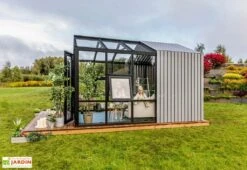Serre De Jardin En Bois Et Verre Trempé Avec Panneaux Occultants – Jasmin -Serre Et Potager Soldes Magasin serre jardin stali design 05