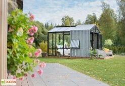 Serre De Jardin Bois Et Verre Trempé Avec Panneaux Occultants – Hibiscus -Serre Et Potager Soldes Magasin serre jardin verre bois stali panneaux gris