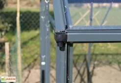 Serre De Jardin En Verre Trempé Grise Avec Base 5,77 M² -Serre Et Potager Soldes Magasin serre verre trempe aluminium 4